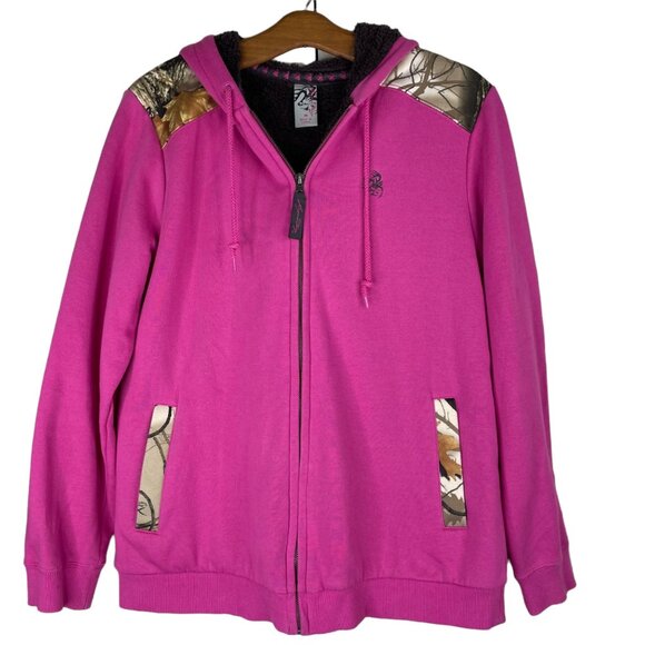 Legendary Whitetails Tops - Legendary Whitetails Hoodie Full Zip Plush Lined Hoodie Pink Camo Size Medium